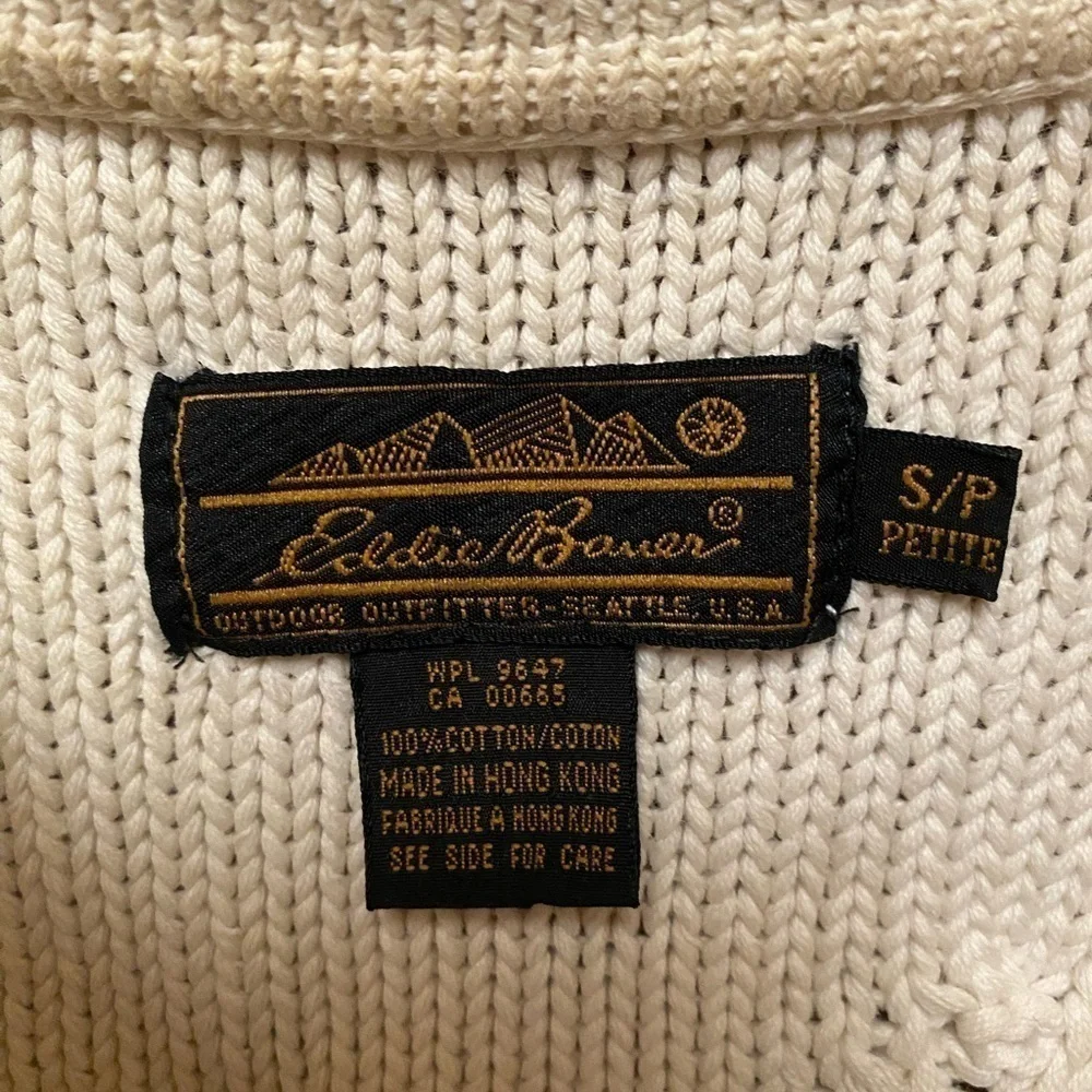 Eddie Bauer Vintage Cable Knit Full Zip Sweater | Petite Small - Picture 9 of 13